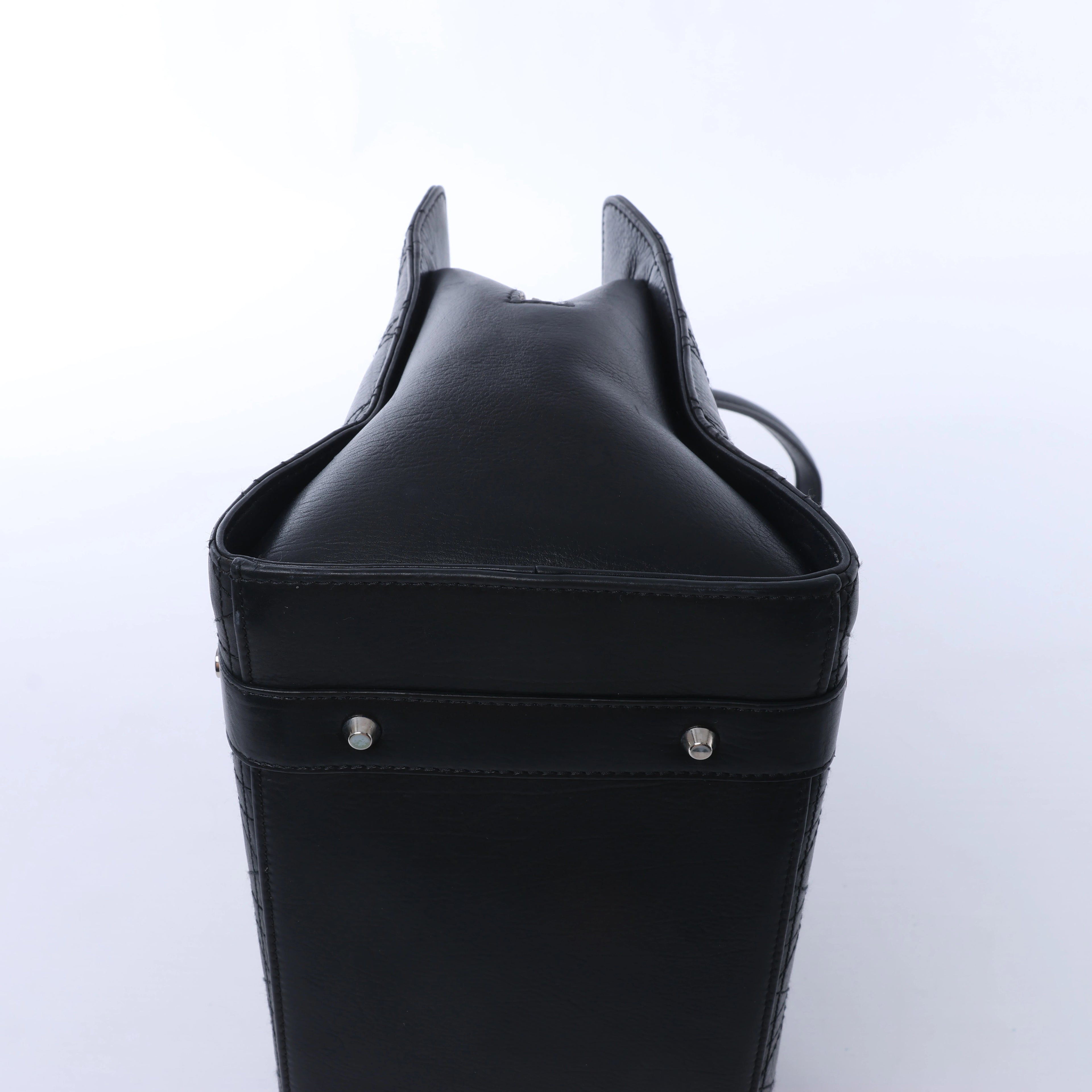 Christian Dior East West Lady Dior Cannage Leather Shoulder Bag in Black