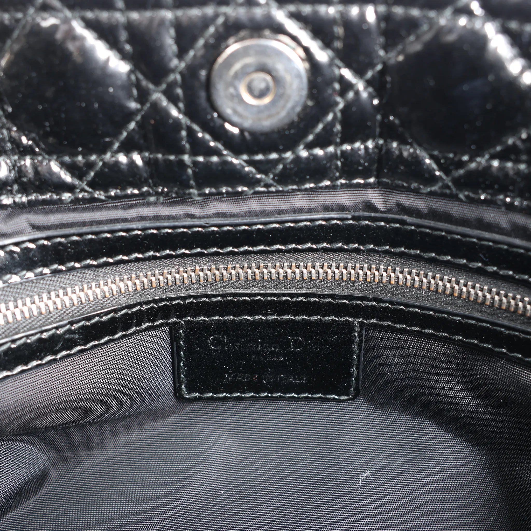 Dior Soft Lady Dior Patent Leather Cannage Large Shoulder Bag in Black