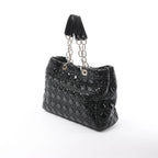Dior Soft Lady Dior Patent Leather Cannage Large Shoulder Bag in Black