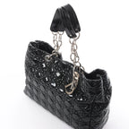 Dior Soft Lady Dior Patent Leather Cannage Large Shoulder Bag in Black