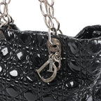 Dior Soft Lady Dior Patent Leather Cannage Large Shoulder Bag in Black