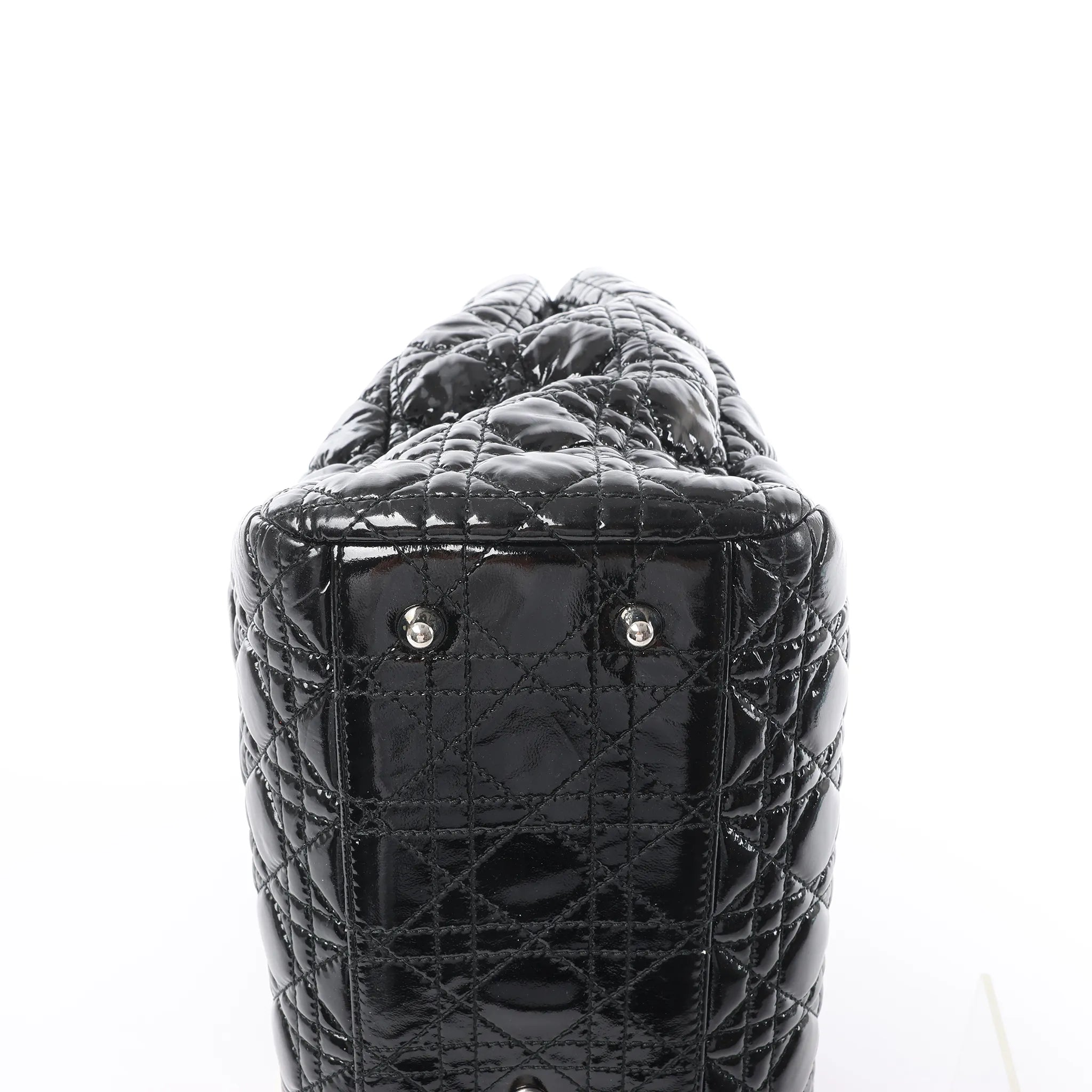 Dior Soft Lady Dior Patent Leather Cannage Large Shoulder Bag in Black