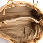 Dior Soft Lady Dior Patent Leather Cannage Large Shoulder Bag in Beige