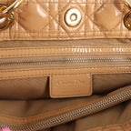 Dior Soft Lady Dior Patent Leather Cannage Large Shoulder Bag in Beige