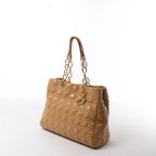 Dior Soft Lady Dior Patent Leather Cannage Large Shoulder Bag in Beige