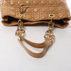 Dior Soft Lady Dior Patent Leather Cannage Large Shoulder Bag in Beige
