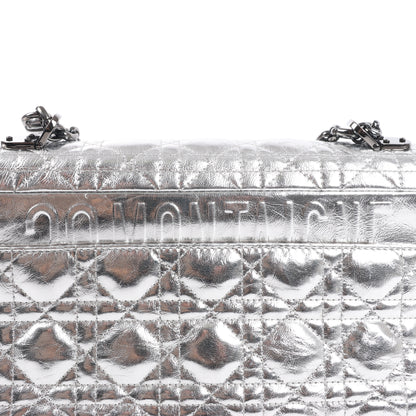 Christian Dior Caro Leather Chain Shoulder Bag in Metallic Silver