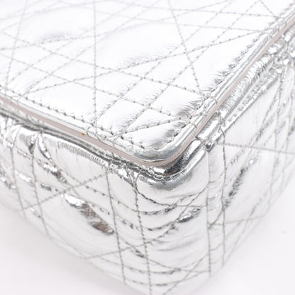 Christian Dior Caro Leather Chain Shoulder Bag in Metallic Silver