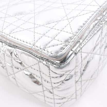 Dior Caro Leather Chain Shoulder Bag in Metallic Silver
