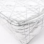 Dior Caro Leather Chain Shoulder Bag in Metallic Silver