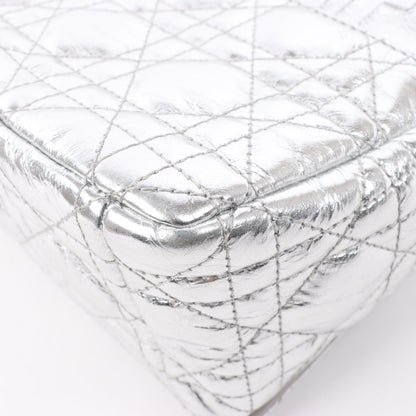 Dior Caro Leather Chain Shoulder Bag in Metallic Silver