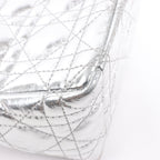 Dior Caro Leather Chain Shoulder Bag in Metallic Silver