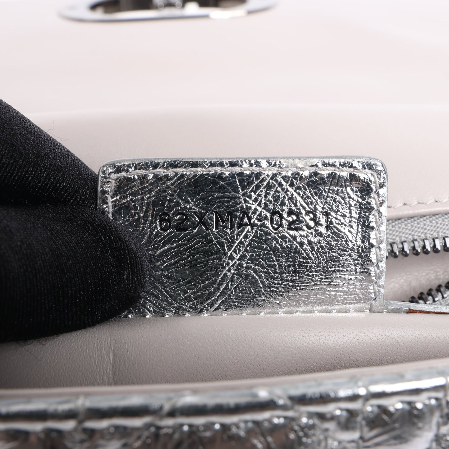 Dior Caro Leather Chain Shoulder Bag in Metallic Silver