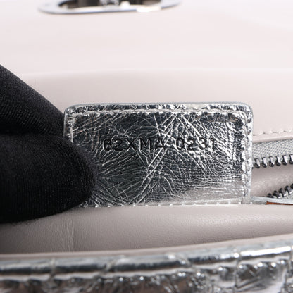 Dior Caro Leather Chain Shoulder Bag in Metallic Silver