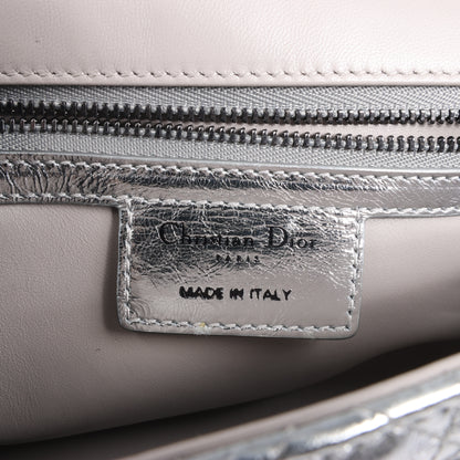Christian Dior Caro Leather Chain Shoulder Bag in Metallic Silver