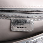 Dior Caro Leather Chain Shoulder Bag in Metallic Silver
