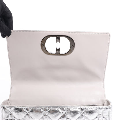 Christian Dior Caro Leather Chain Shoulder Bag in Metallic Silver