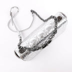 Dior Caro Leather Chain Shoulder Bag in Metallic Silver