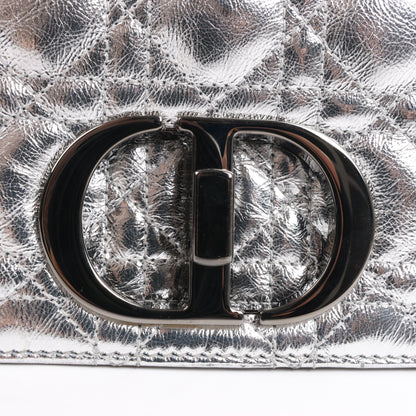 Dior Caro Leather Chain Shoulder Bag in Metallic Silver