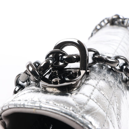 Christian Dior Caro Leather Chain Shoulder Bag in Metallic Silver