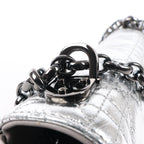 Dior Caro Leather Chain Shoulder Bag in Metallic Silver