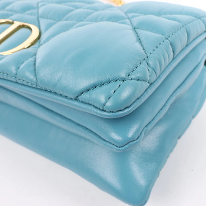 Dior Caro Macrocannage Leather Chain Shoulder Bag in Blue