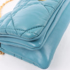 Dior Caro Macrocannage Leather Chain Shoulder Bag in Blue