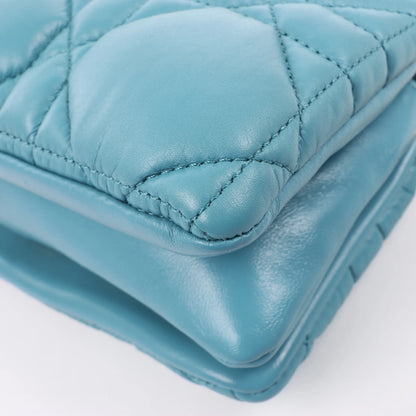 Dior Caro Macrocannage Leather Chain Shoulder Bag in Blue