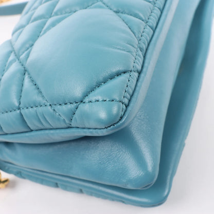 Dior Caro Macrocannage Leather Chain Shoulder Bag in Blue