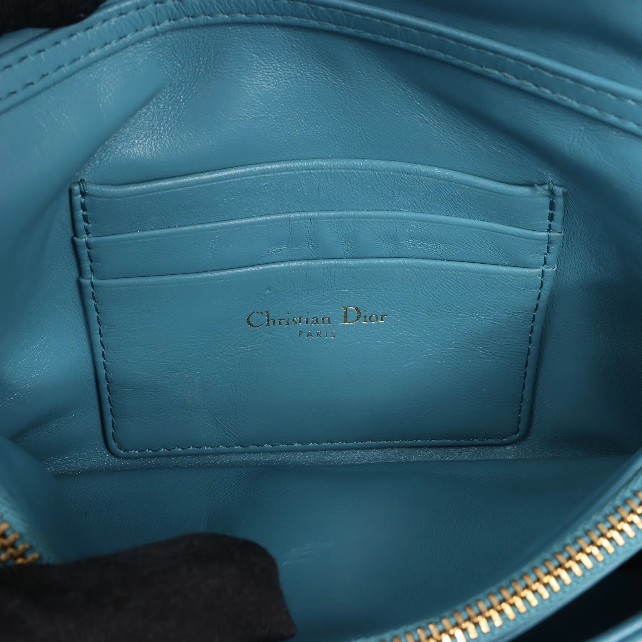 Dior Caro Macrocannage Leather Chain Shoulder Bag in Blue