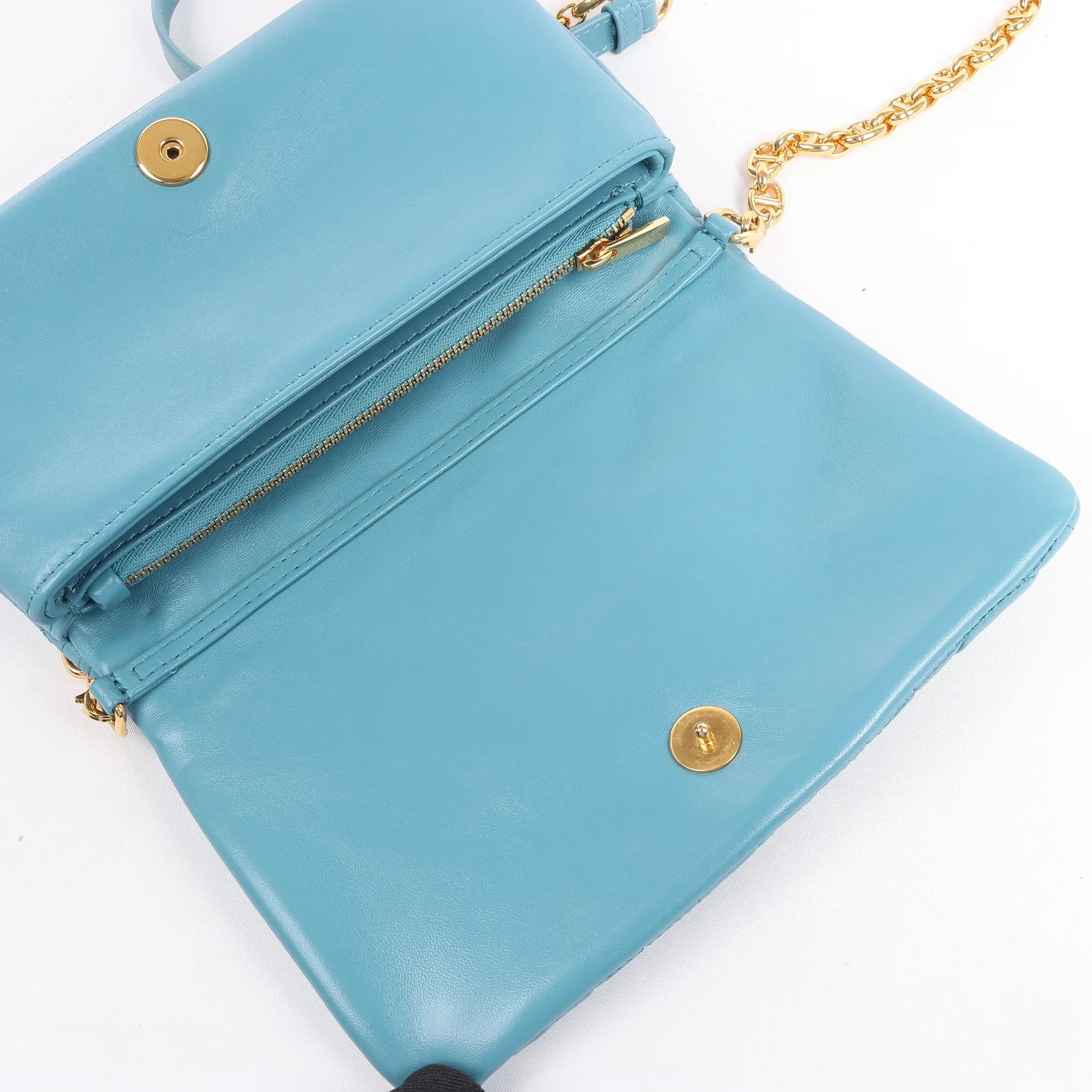 Dior Caro Macrocannage Leather Chain Shoulder Bag in Blue