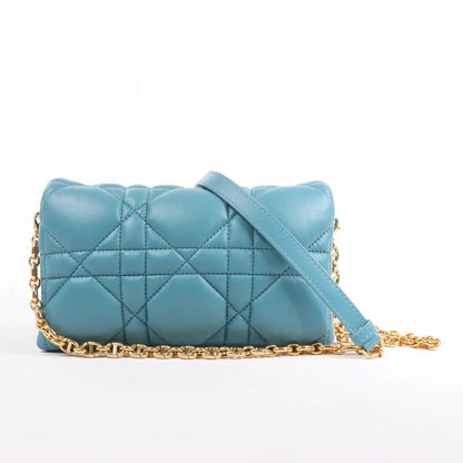 Dior Caro Macrocannage Leather Chain Shoulder Bag in Blue