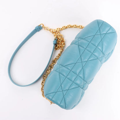 Dior Caro Macrocannage Leather Chain Shoulder Bag in Blue