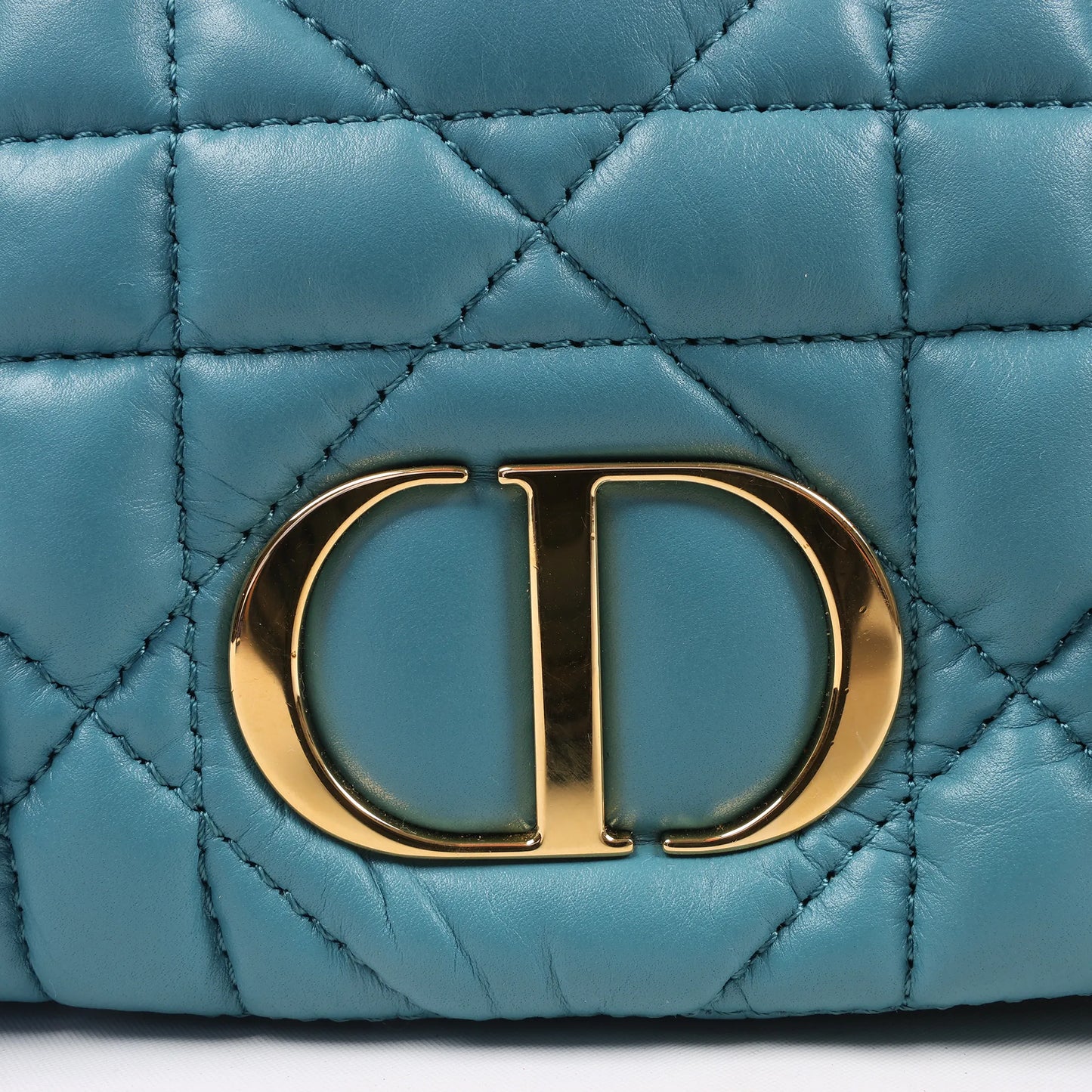 Dior Caro Macrocannage Leather Chain Shoulder Bag in Blue