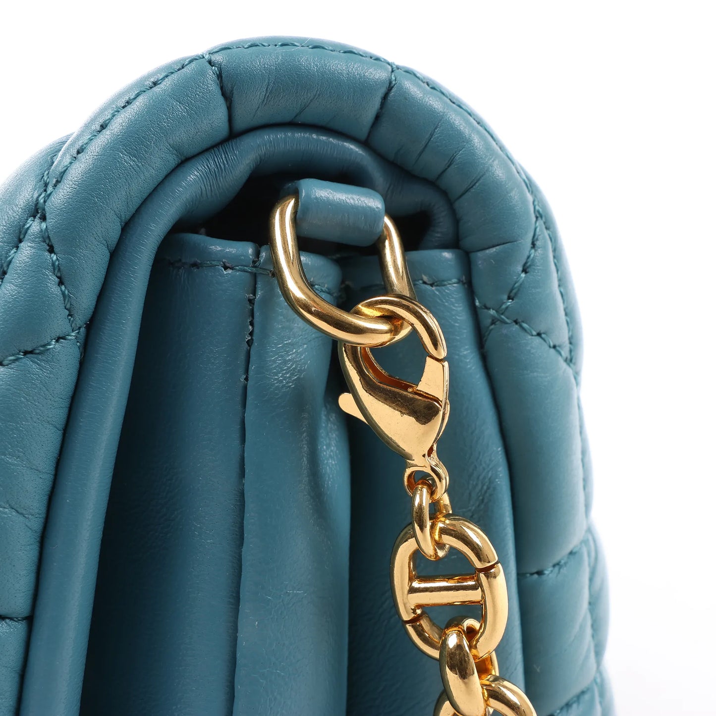 Dior Caro Macrocannage Leather Chain Shoulder Bag in Blue