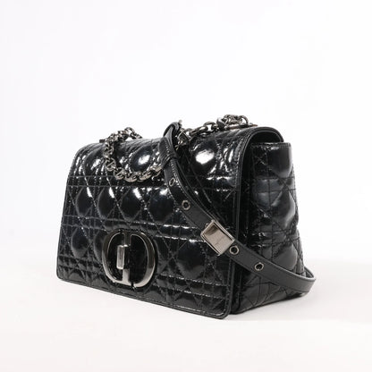 Dior Caro Leather Chain Crossbody Bag in Black