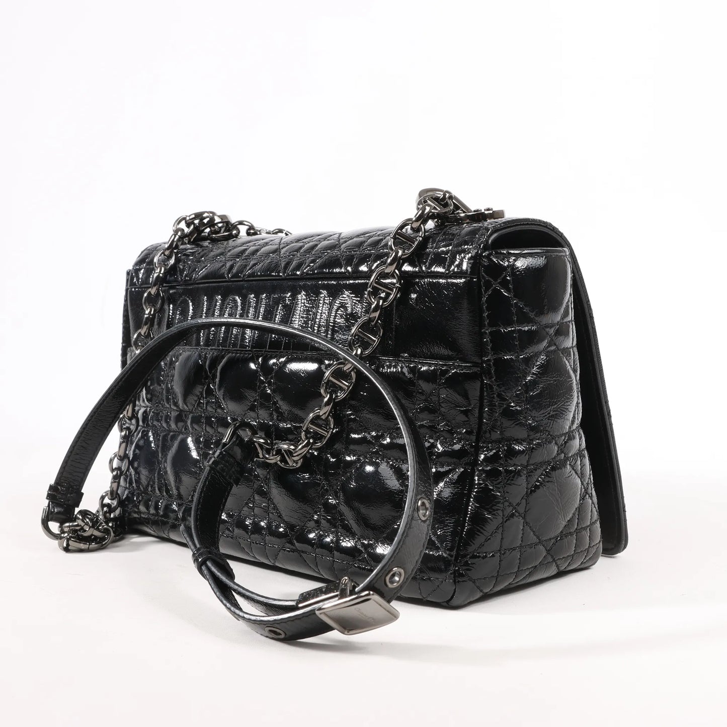 Dior Caro Leather Chain Crossbody Bag in Black