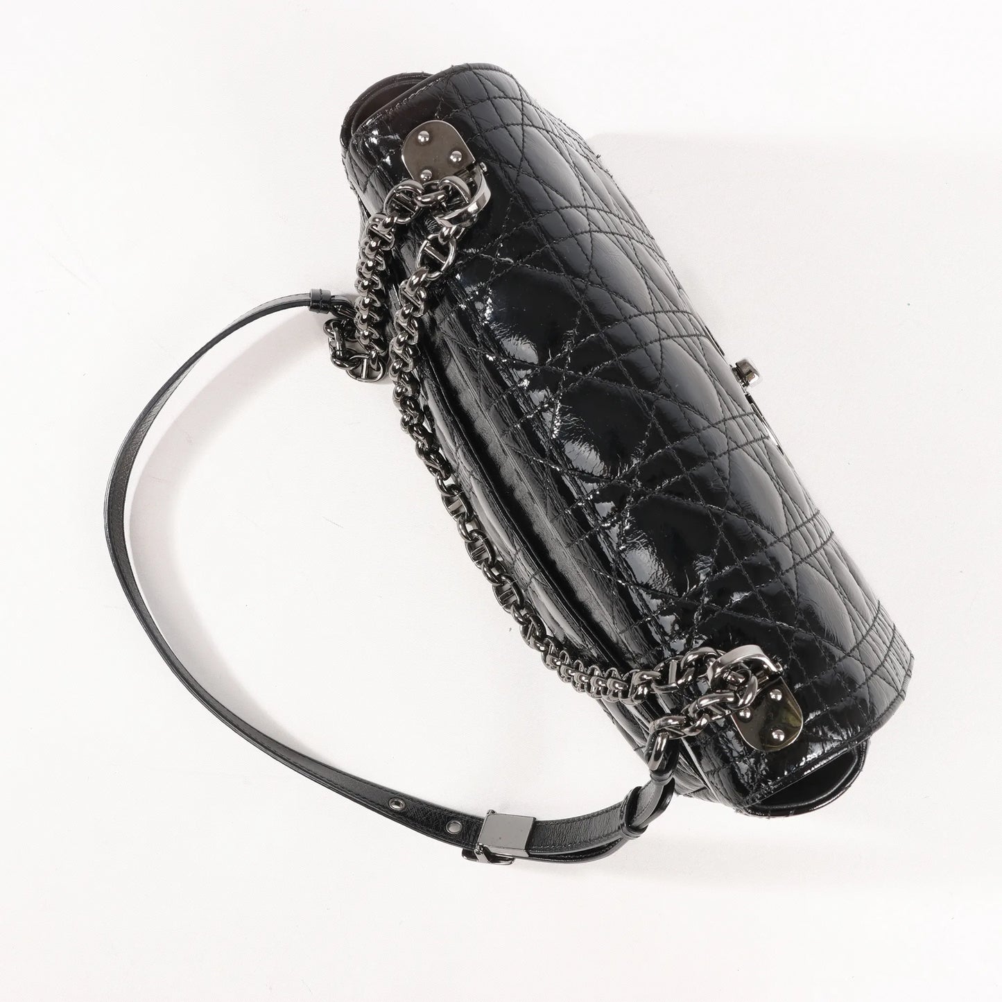 Dior Caro Leather Chain Crossbody Bag in Black
