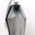 Christian Dior Diorama Cannage Patent Leather Chain Crossbody Bag in Silver