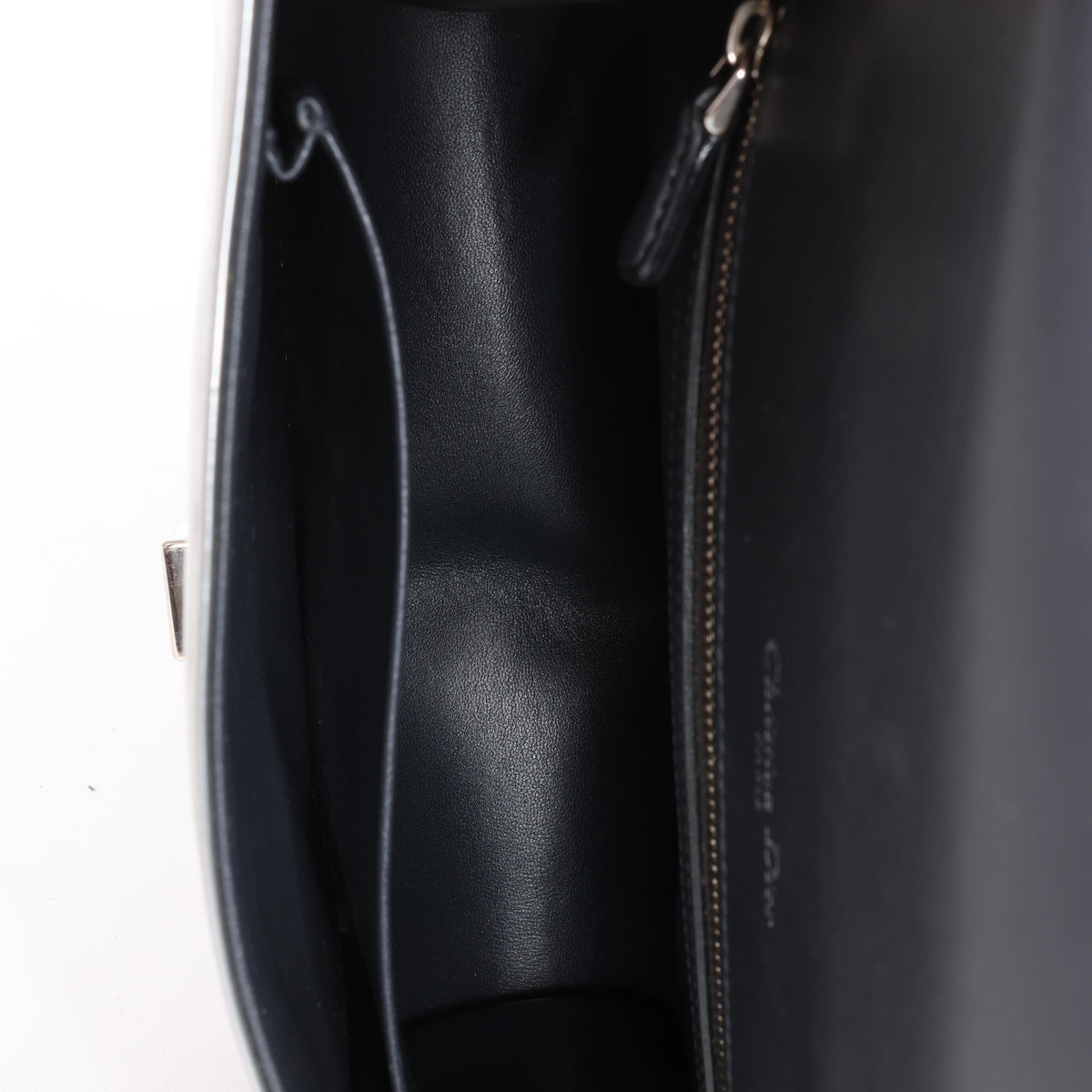 Christian Dior Diorama Cannage Patent Leather Chain Crossbody Bag in Silver