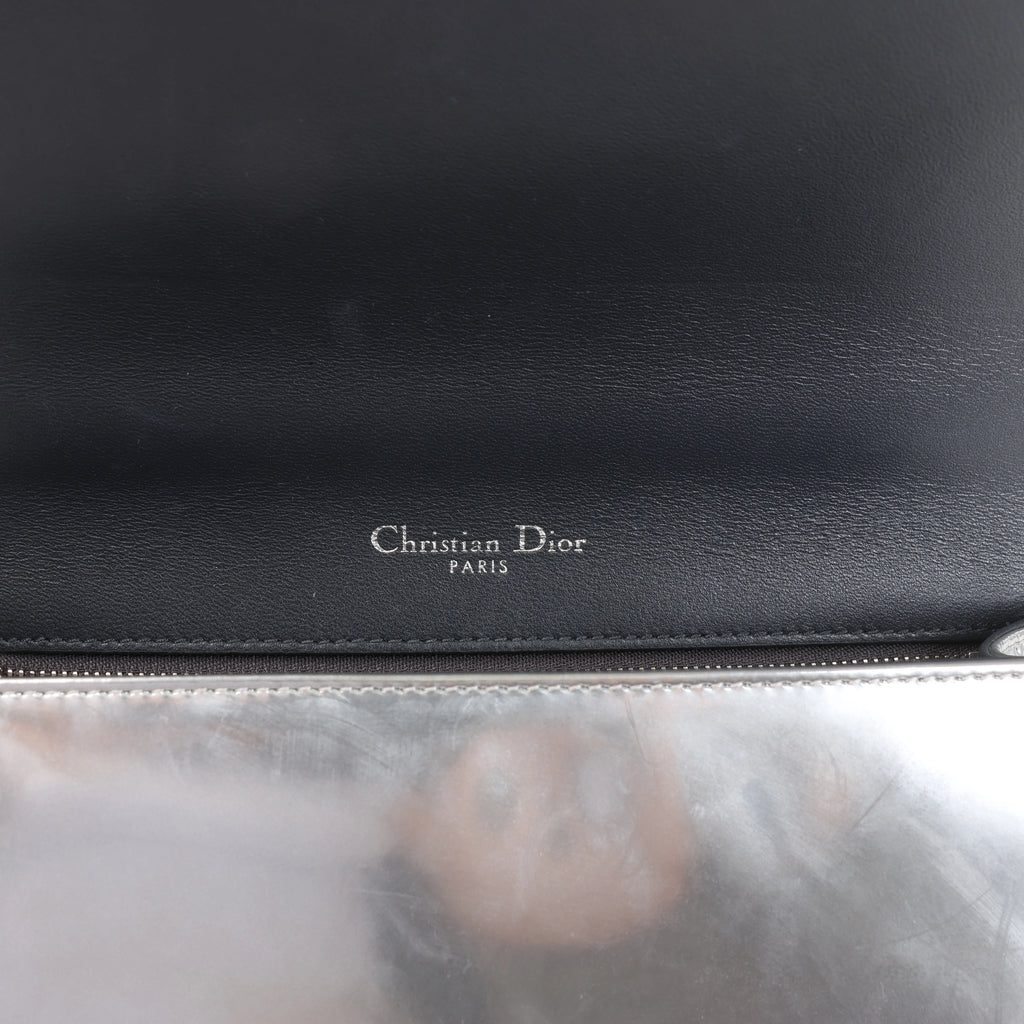 Christian Dior Diorama Cannage Patent Leather Chain Crossbody Bag in Silver