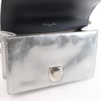 Christian Dior Diorama Cannage Patent Leather Chain Crossbody Bag in Silver