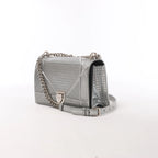 Christian Dior Diorama Cannage Patent Leather Chain Crossbody Bag in Silver