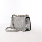 Christian Dior Diorama Cannage Patent Leather Chain Crossbody Bag in Silver