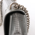 Christian Dior Diorama Cannage Patent Leather Chain Crossbody Bag in Silver