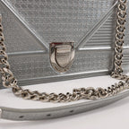 Christian Dior Diorama Cannage Patent Leather Chain Crossbody Bag in Silver