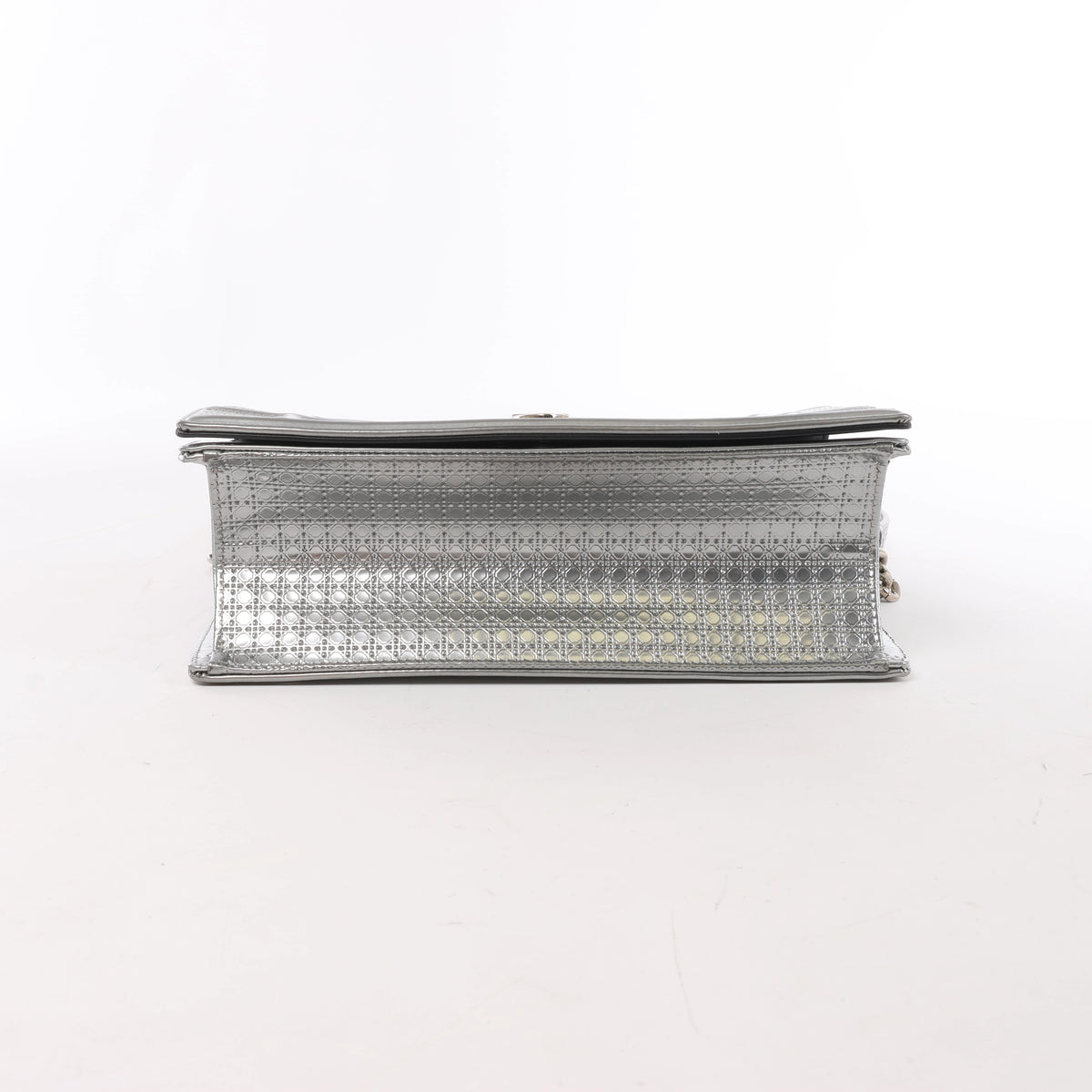 Christian Dior Diorama Cannage Patent Leather Chain Crossbody Bag in Silver