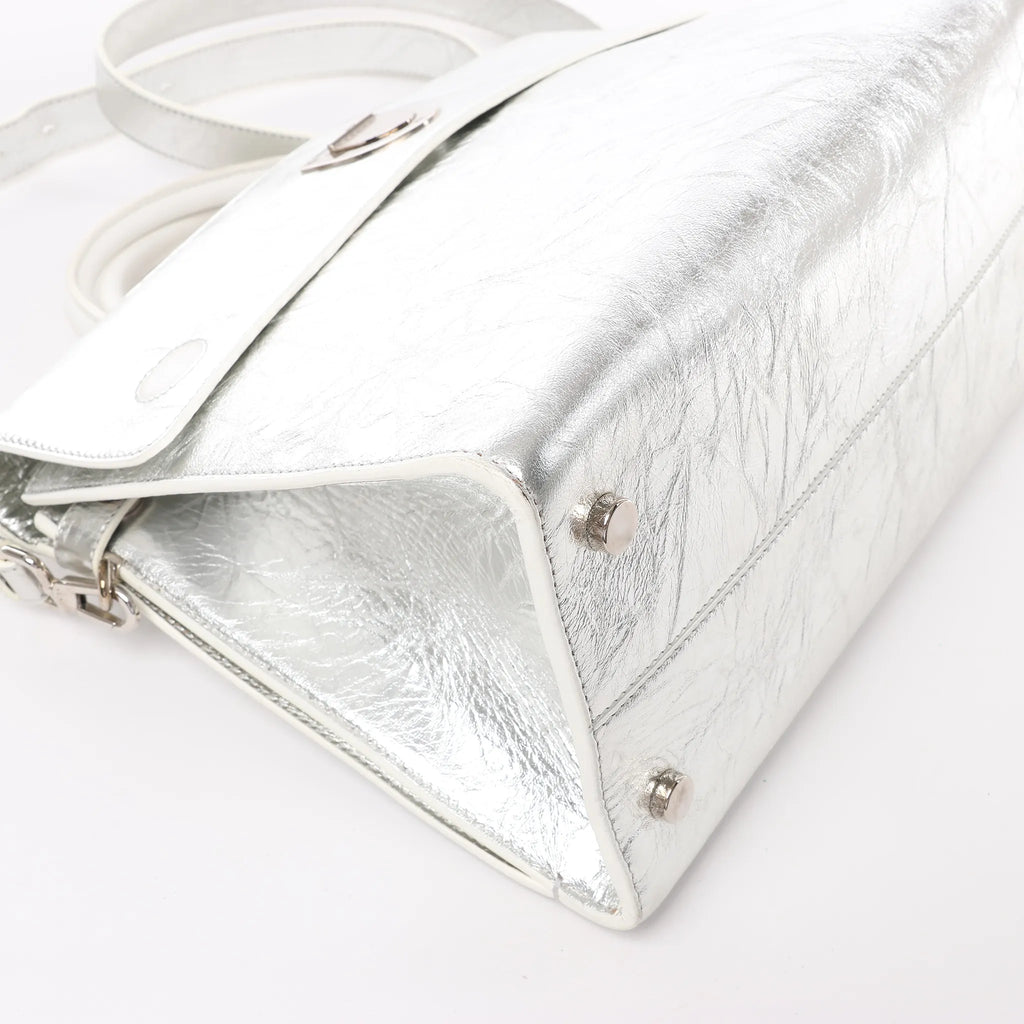 Dior Diorever Medium Leather 2Way Handbag in Silver