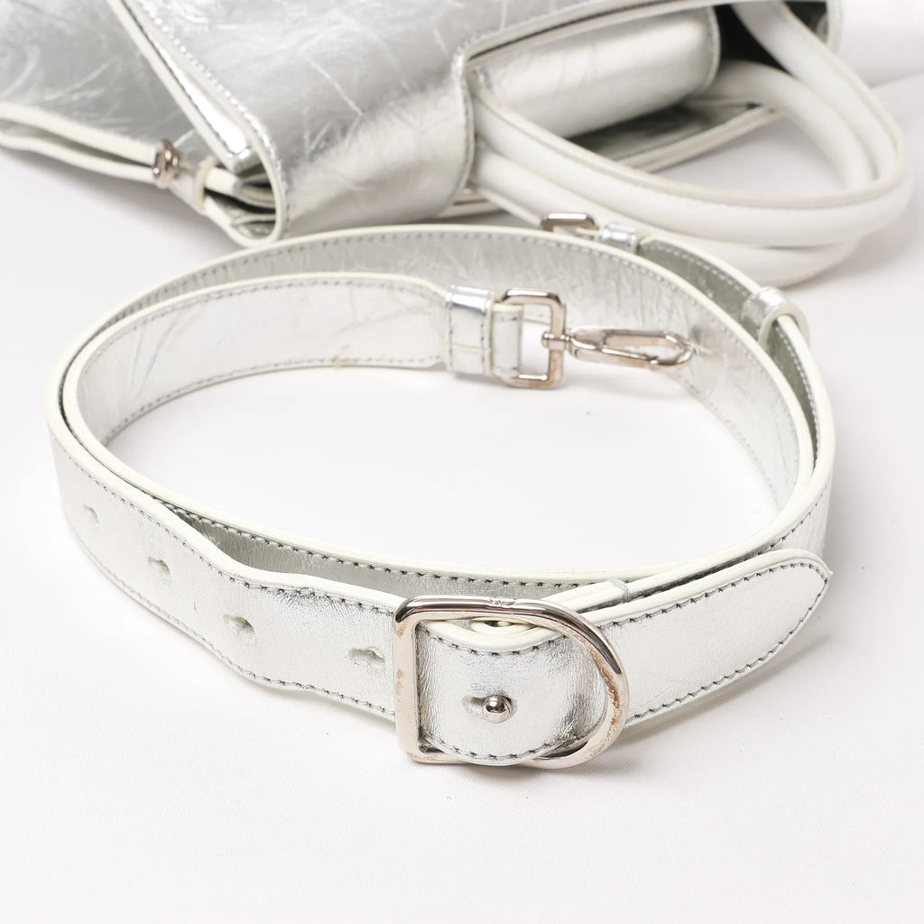 Dior Diorever Medium Leather 2Way Handbag in Silver