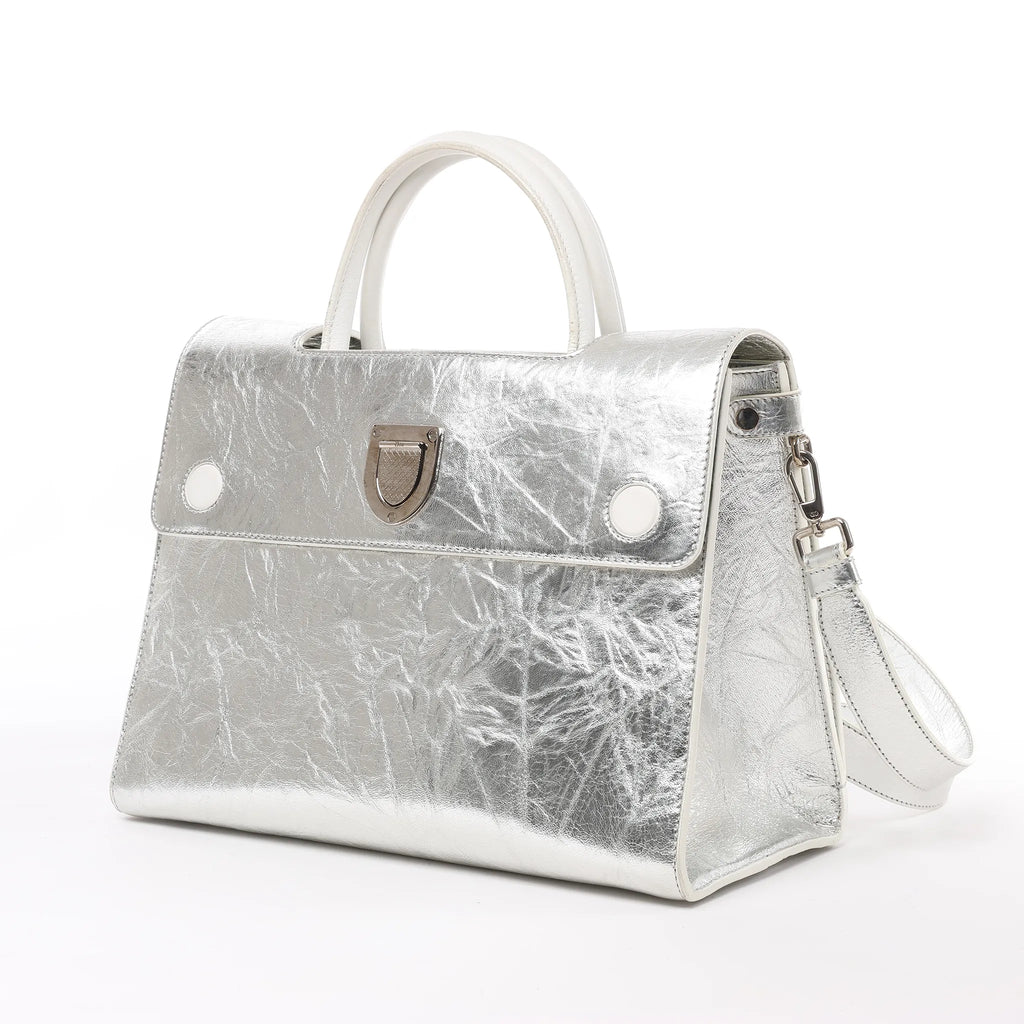 Dior Diorever Medium Leather 2Way Handbag in Silver